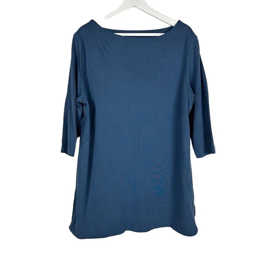 J. Jill 2X Blue Ponte Tunic Top